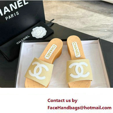 Chanel Fabric  &  Patent Calfskin Mules G45555 Beige 2024